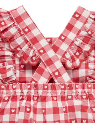 Heart Gingham Overall Bodysuit
