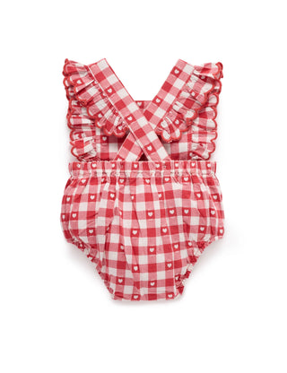 Heart Gingham Overall Bodysuit