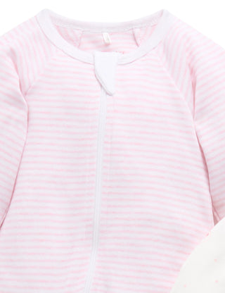 2 Pack Zip Growsuit - Pale Pink Bear