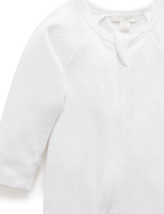 Pointelle Growsuit & Hat Pack - White