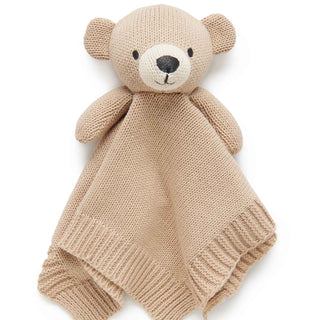 KNITTED BEAR COMFORTER - CAMEL
