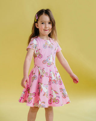 UNICORN BIKE SHORT SLEEVE WAISTED DRESS