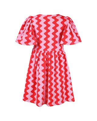 WAVY SHORT SLEEVE HOLIDAY DRESS