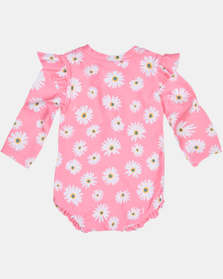 Swim Onesie L/S Ripple - Daisy Watermelon