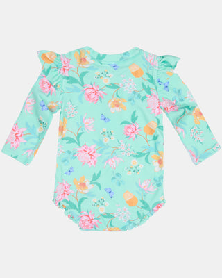 Swim Onesie L/S Ripple - Waratah Mint