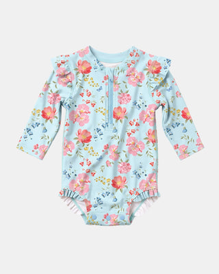 Swim Onesie L/S Twinkle Aqua Garden
