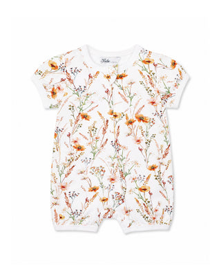 TAYLOR ORGANIC FLORAL SS ZIP ROMPER
