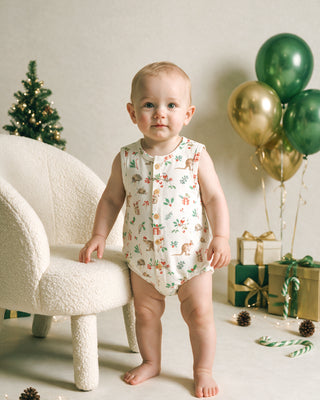 FESTIVE PRINT BUTTON UP BODYSUIT