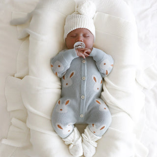 Sunny (Blue) Knit Romper