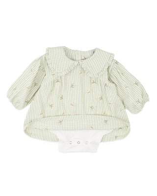 ORCHARD BLOOM EMB. STRIPE OVERLAY DRESS