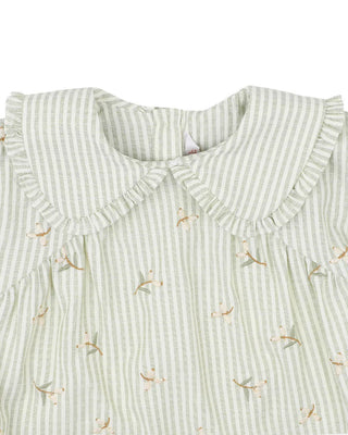 ORCHARD BLOOM EMB. STRIPE OVERLAY DRESS