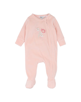 FERN VELOUR EMBROIDERED ZIP ONESIE