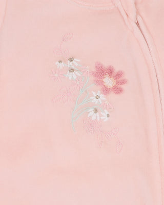 FERN VELOUR EMBROIDERED ZIP ONESIE