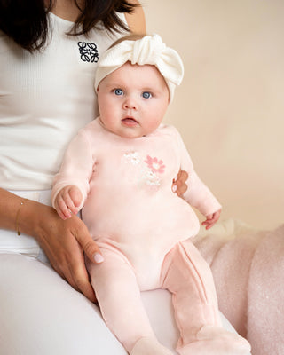FERN VELOUR EMBROIDERED ZIP ONESIE