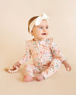 FERN FLORAL ORGANIC LS ZIPSUIT