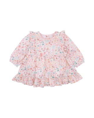 FERN FLORAL ORGANIC OVERLAY DRESS