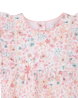 FERN FLORAL ORGANIC OVERLAY DRESS