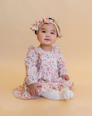 FERN FLORAL ORGANIC OVERLAY DRESS