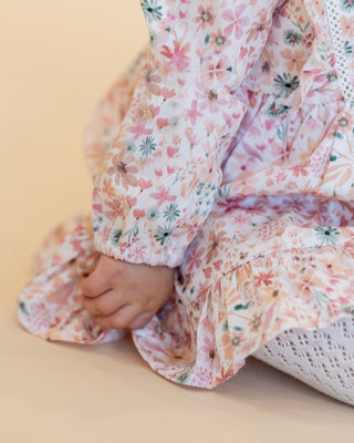 FERN FLORAL ORGANIC OVERLAY DRESS