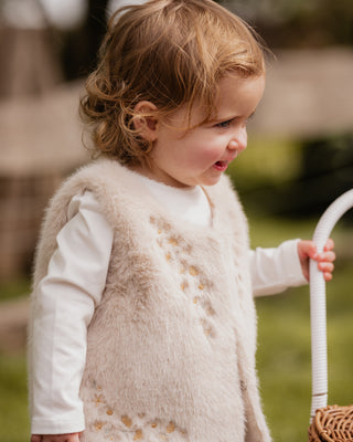 WINNIE EMB. FAUX FUR VEST