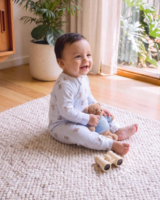 BRADY STRIPE ORGANIC LS ZIPSUIT