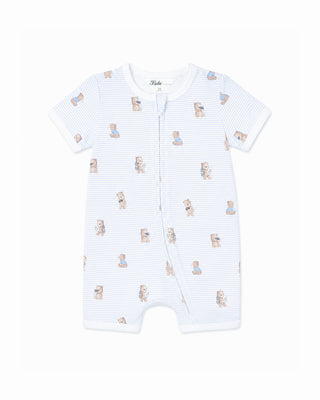 BRADY STRIPE ORGANIC SS  ZIP ROMPER