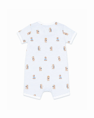 BRADY STRIPE ORGANIC SS  ZIP ROMPER