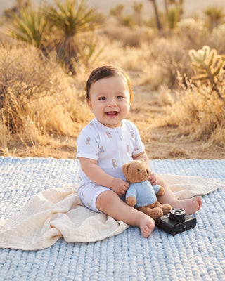 BRADY STRIPE ORGANIC SS  ZIP ROMPER