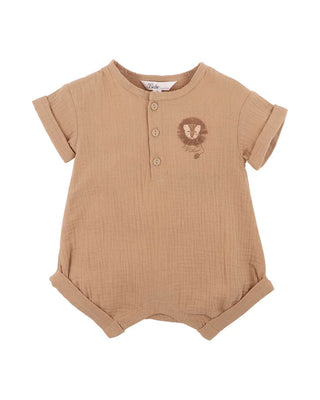 SWAY TEXTURED EMBROIDERED LION ROMPER