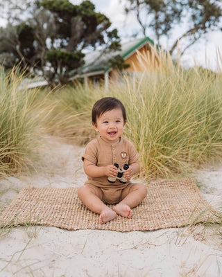 SWAY TEXTURED EMBROIDERED LION ROMPER