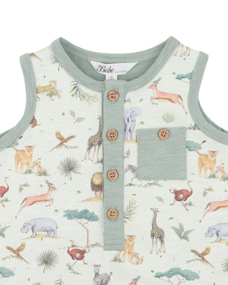 SWAY PRINT ELEPHANT ROMPER