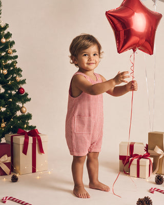 FESTIVE GINGHAM OVERALLS