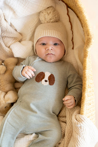 OTTO STRIPE ORGANIC LS ZIPSUIT