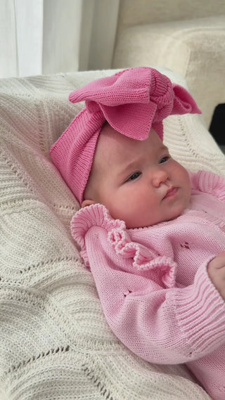Oversized Knit Top Knot - Rose