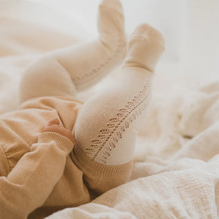 OPEN WORK TIGHTS - ALMOND