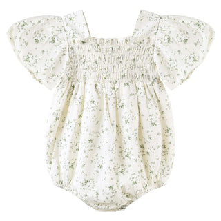 Lily Puff Sleeve Romper - Ecru Floral