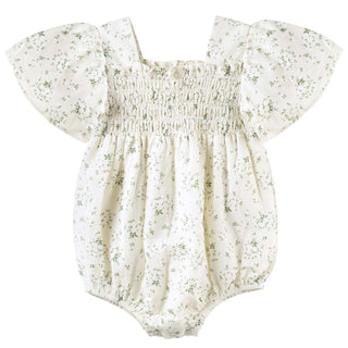 Lily Puff Sleeve Romper - Ecru Floral