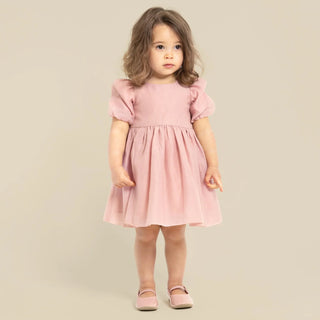 Noa Puff Sleeve Bow Back Dress - Blush
