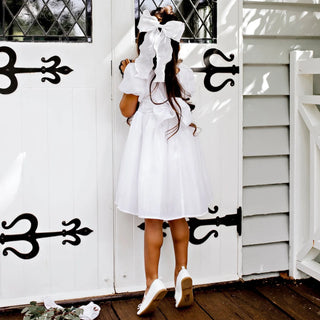 Noa Puff Sleeve Bow Back Dress - Ivory