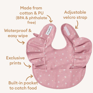 Pink Fleur | Frill Snuggle Bib Waterproof