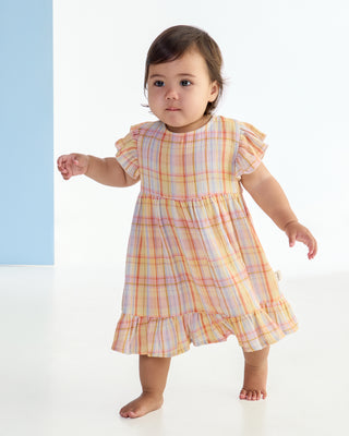 Rainbow Plaid Trapeze Dress