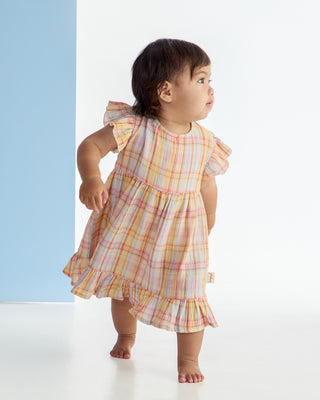 Rainbow Plaid Trapeze Dress