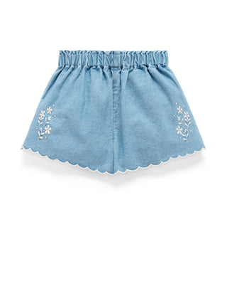 SCALLOPED DENIM SHORTS