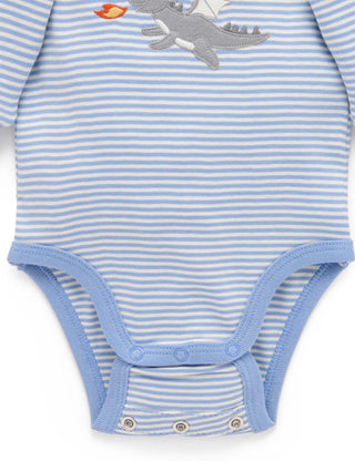 APPLIQUE BODYSUIT - POND MINI STRIPE