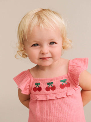 CHERRY EMB PLAYSUIT