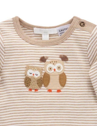 APPLIQUE BODYSUIT - MUSHROOM MINI STRIPE