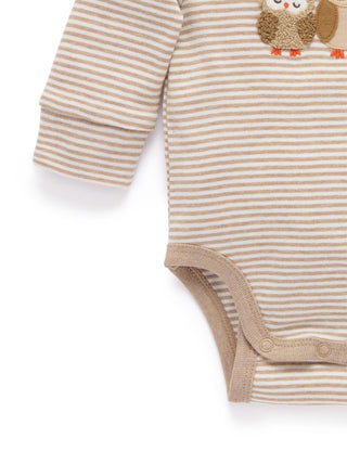 APPLIQUE BODYSUIT - MUSHROOM MINI STRIPE