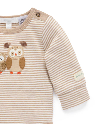 APPLIQUE BODYSUIT - MUSHROOM MINI STRIPE