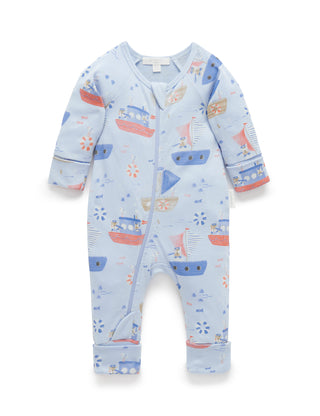 PRINTED ZIP GROWSUIT - CAPTAIN DOGGY PRINT
