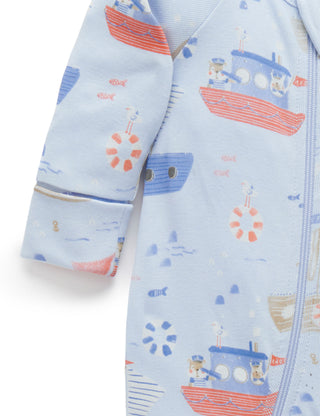 PRINTED ZIP GROWSUIT - CAPTAIN DOGGY PRINT
